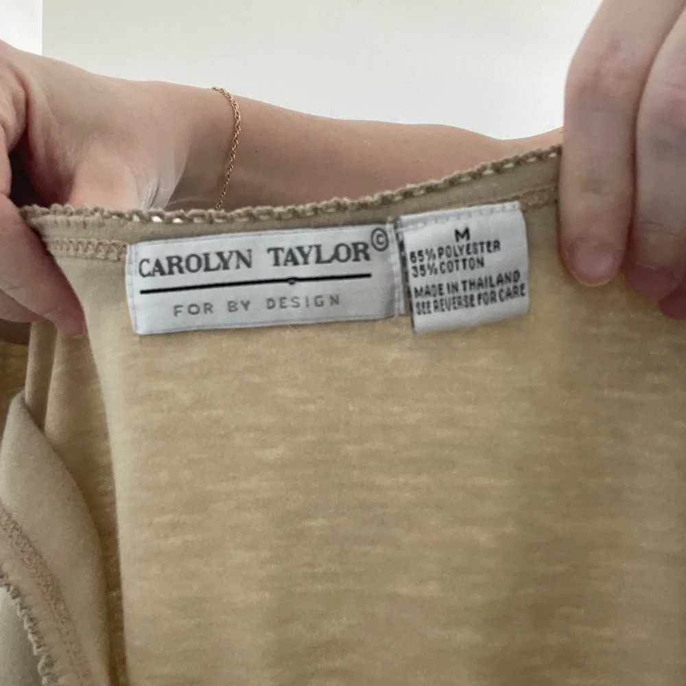 Vintage Sleeveless Tan Button-Up Top